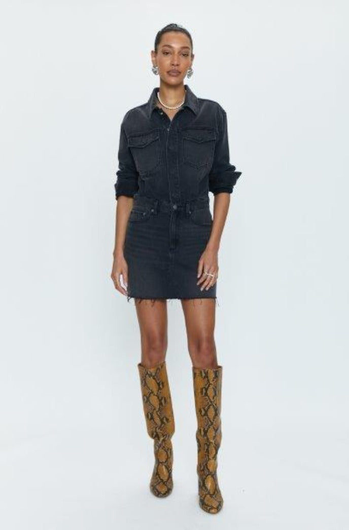 Nina Long Sleeve Mini Dress Station Black - Pistola Denim – Style House ...