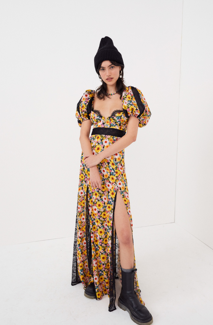 FOR LOVE good and LEMONS Painterly Floral Dress XS ️