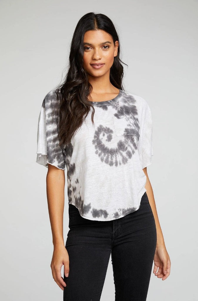 Linen Jersey Scoop Neck Flutter Sleeve Shirttail Tee – chaser